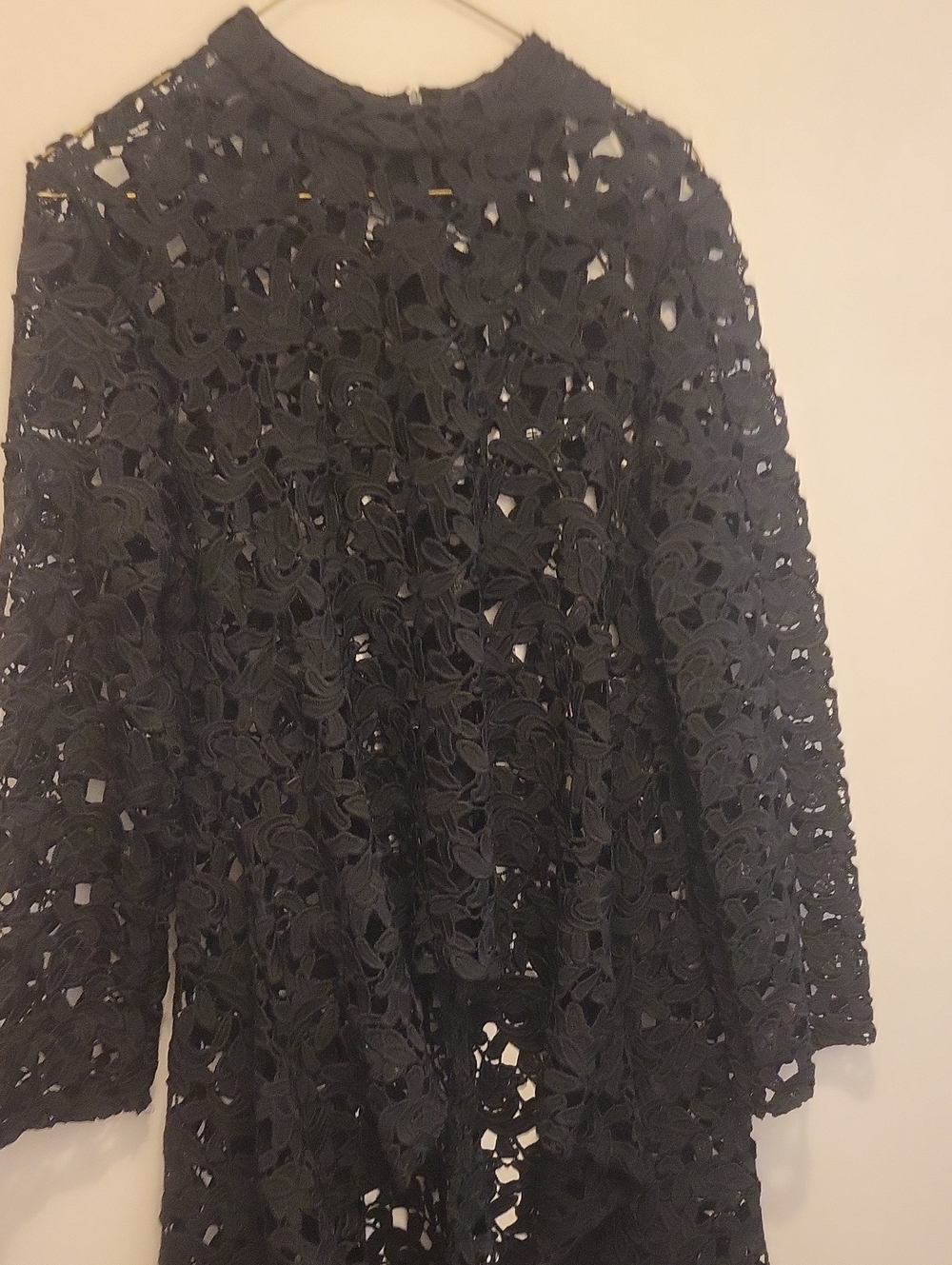 Suzy Shier Black Lace Long Sleeve Blouse